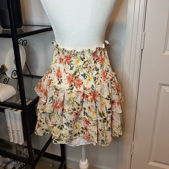 NWT 1.State Womens Floral Print Smocked Floral Watercolor Mini Skirt Size L - Picture 5 of 8